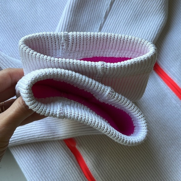 The North Face White Krestwood Fleece Lined Ribbed Knit Technical Jacket - Picture 7 of 17